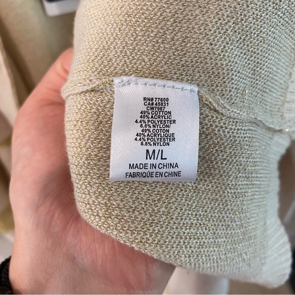 NWT Chaser metallic star knit duster Cream/gold size M/L - Picture 7 of 9